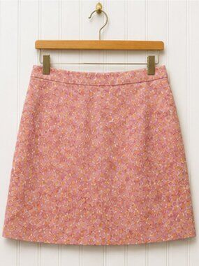Talbots Pink Print A-Line Skirt Size 14 Cotton Blend Career Office